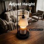 Candle Warmer Lamp with Timer, Dimmable, Adjustable Height, Modern Farmhouse Linen Shade, Black Candle Warming Lamp for Up to 6-Inch Jar Candles, 2 Bulbs Included