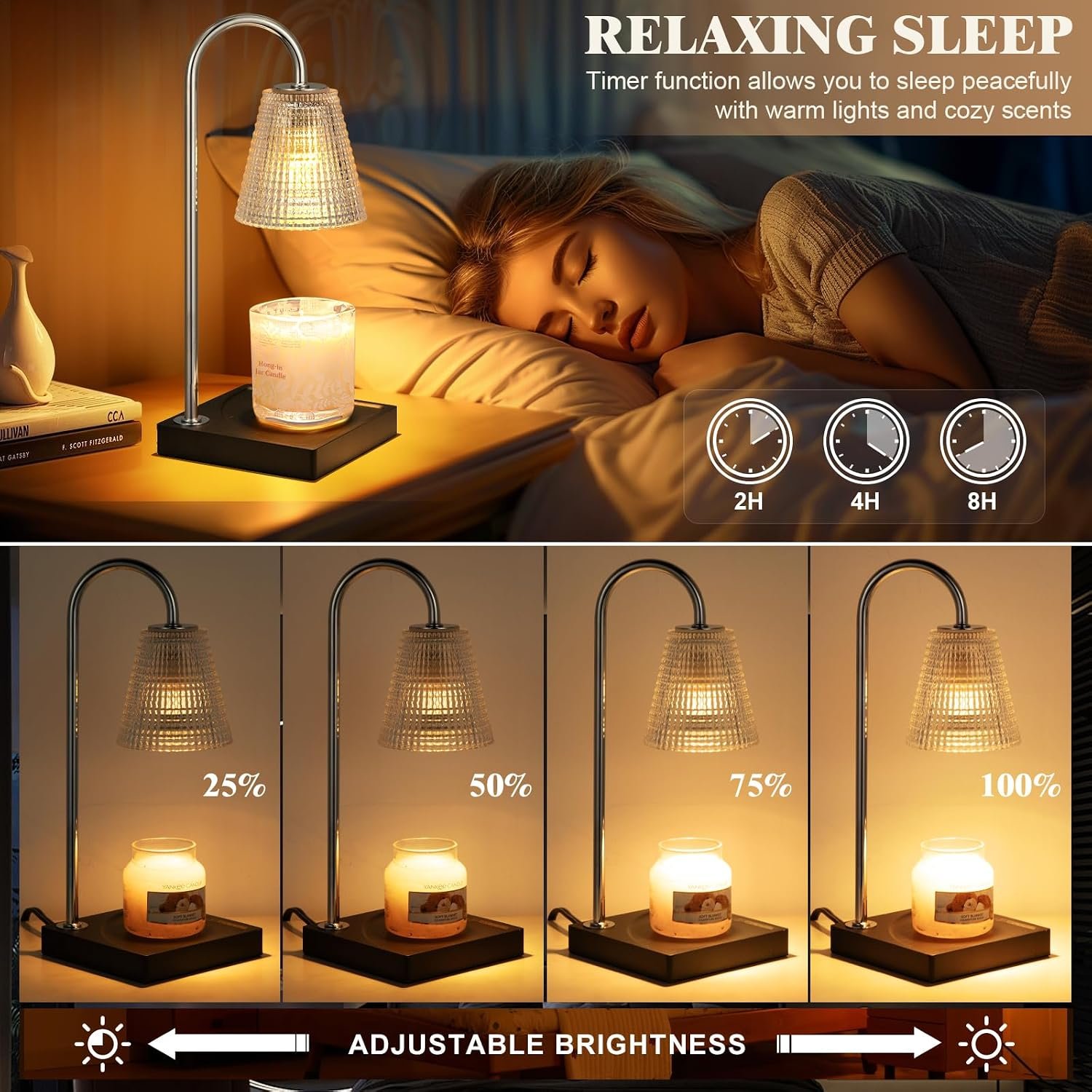 Hong-in Candle Warmer Lamp with Timer Dimmer,House Warming Gifts New Home Room Decor,Birthday Gifts for Women Mom Sister,Modern Wax Warmer for Scented Wax Jar Candles - Image 2