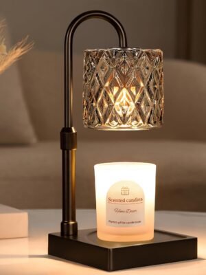 Dark Grey Candle Warmer Lamp with Timer -Dimmable Adjustable Height Wax Melt Warmer for Jar Candles,Vintage Home Decor with Elegant Clear Glass,Birthday Gifts for Women, Mom, Friend, Sister