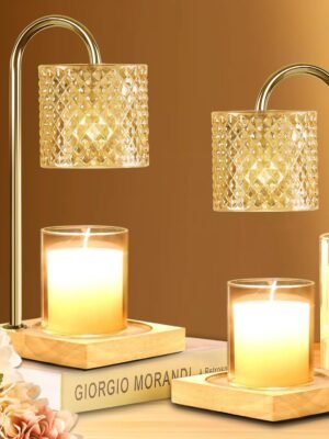 2 Pack Candle Warmer Lamp with Timer & Dimmer, Perfect Housewarming & Birthday Gifts for Women and Mom, Stylish Home Decor for Scented Wax & Jar Candles, Elegant Amber Glass Design