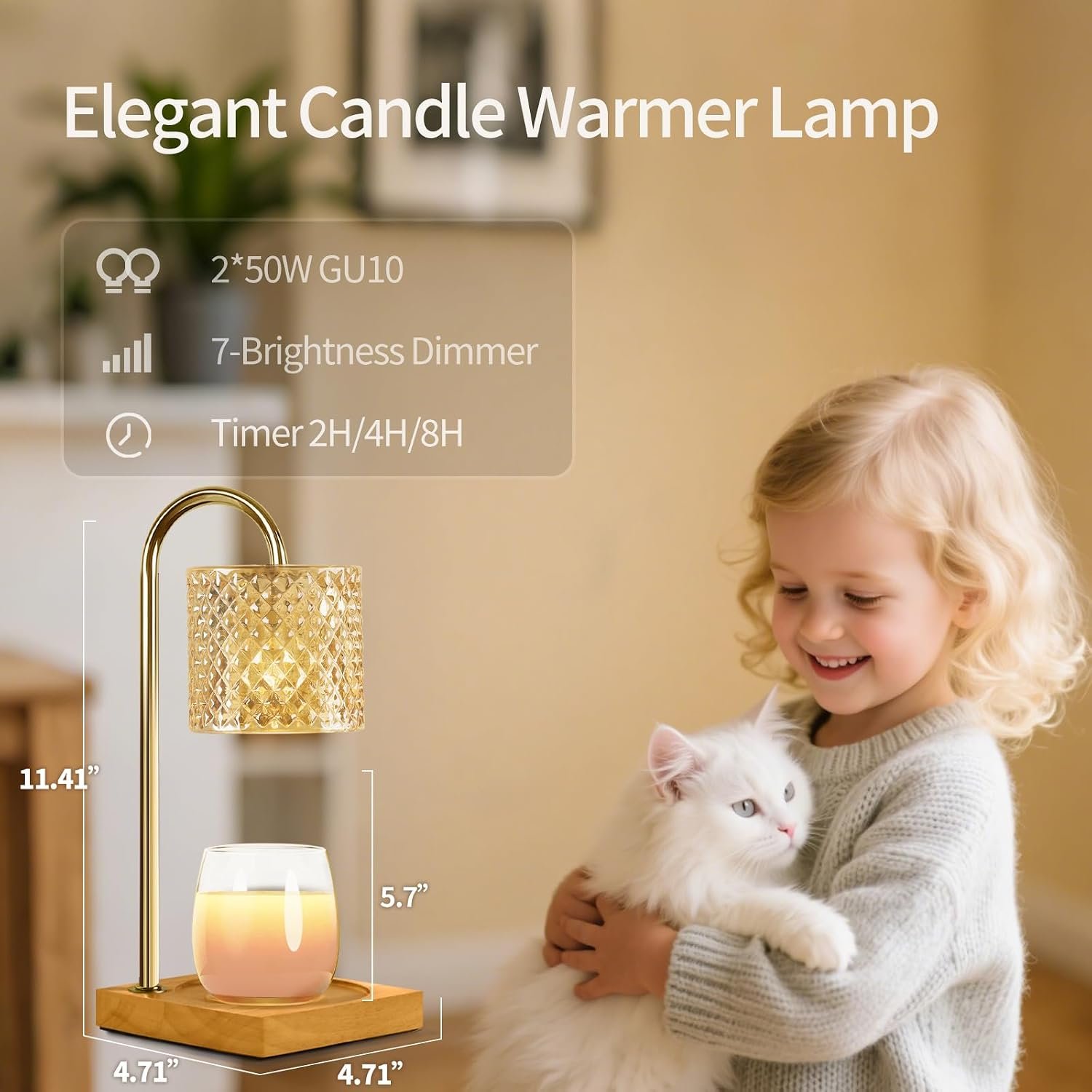 2 Pack Candle Warmer Lamp with Timer & Dimmer, Perfect Housewarming & Birthday Gifts for Women and Mom, Stylish Home Decor for Scented Wax & Jar Candles, Elegant Amber Glass Design - Image 5