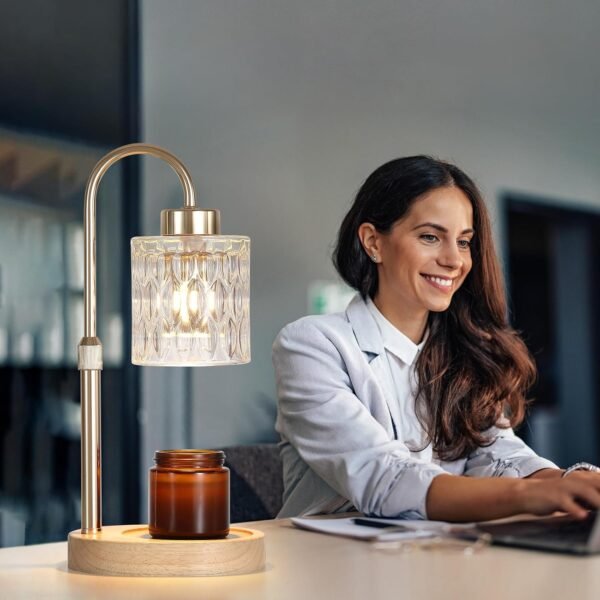 Gold Candle Warmer Lamp with Dimmer and Timer,Home Decor Lamp for Scented Jar,Electric Wax Melt Warmer,Mother's Day\/Birthday\/Christmas Gifts for Mom\/Wife,Adjustable Height,with 2 Bulbs