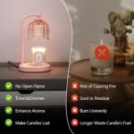 Pink Candle Warmer Lamp with Timer and Dimmer,Gifts for Mom\/Wife, Melt Wax Warmer Lamp with 2 Bulbs for Candle Jars House Warming New Home Decor