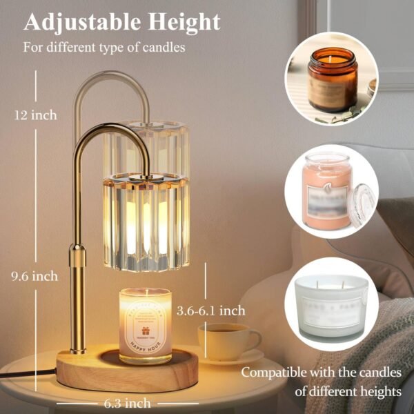 Candle Warmer Lamp, with RGB LED Lights,Timer and Dimmer, Adjustable Height, House Warming Gifts New Home Decor, Gifts for Women Mom, Wax Melt Warmer for Scented Jar Candles
