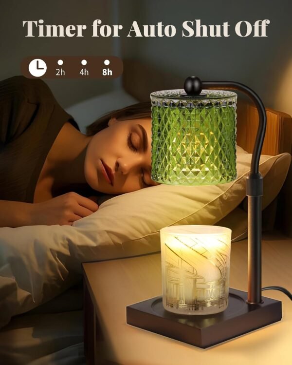 Candle Warmer Lamp with Timer Dimmer Adjustable Height, Birthday Gifts for Women, House Warming New Home Decor Gifts for Mom, Electric Wax Warmer for Jar Candles, Green