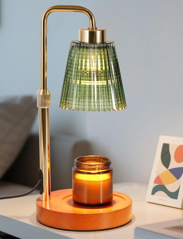 Green Candle Warmer Lamp with Cycle Timer, Birthday Gifts for Women Mom Her, House Warming Gifts New Home Room Decor, Wax Melt Warmer for Jar Candles with 2 Bulbs