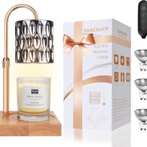 TOACSUCP Candle Warmer Lamp with 3 Bulbs, Adjustable Height Dimmable Candle Warmer with Timer, Compatible with Large Jar Candles, Candle Lamp with Charming Gift Box Ribbon for Her\/Him