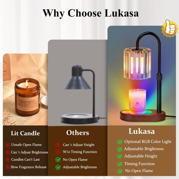 Candle Warmer Lamp with Timer, with LED Color Lights, Dimmable, Adjustable Height, House Warming Gifts New Home Decor, Gifts for Women Mom for Birthday Mothers Day Thanksgiving Day Christmas