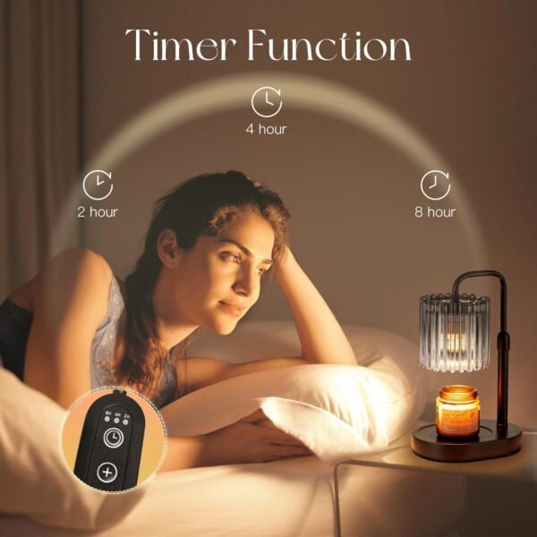 Candle Warmer Lamp with Timer: Black Candle Warming Lamp Height Adjustable Wax Melt Warmer Dimmable Modern Farmhouse New Home Bedroom Decor Mothers Day Housewarming Gift for Women