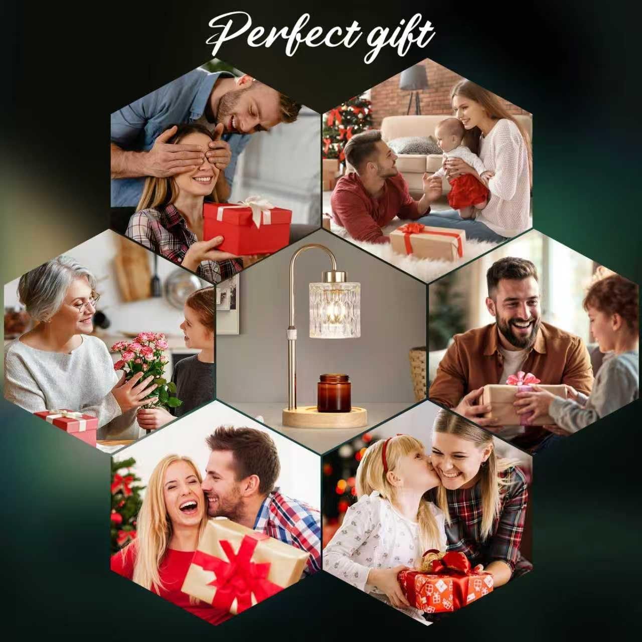 MEIXISUE Gold Candle Warmer Lamp with Dimmer and Timer,Home Decor Lamp for Scented Jar,Electric Wax Melt Warmer,Mother's Day\/Birthday\/Christmas Gifts for Mom\/Wife,Adjustable Height,with 2 Bulbs - Image 2