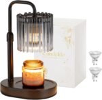 Candle Warmer Lamp with Timer: Black Candle Warming Lamp Height Adjustable Wax Melt Warmer Dimmable Modern Farmhouse New Home Bedroom Decor Mothers Day Housewarming Gift for Women
