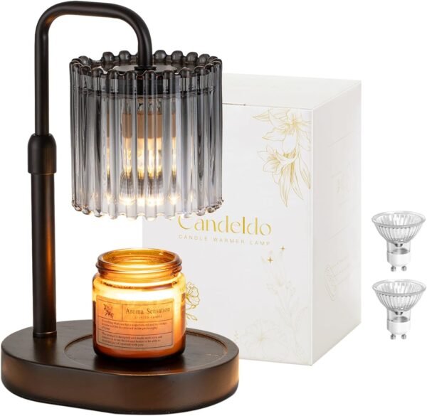 Candle Warmer Lamp with Timer: Black Candle Warming Lamp Height Adjustable Wax Melt Warmer Dimmable Modern Farmhouse New Home Bedroom Decor Mothers Day Housewarming Gift for Women