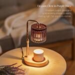 Candle Warmer Lamp with Timer: Purple Candle Warming Lamp with 2 Bulbs Height Adjustable Wax Melt Dimmable Bedroom Decor for Women