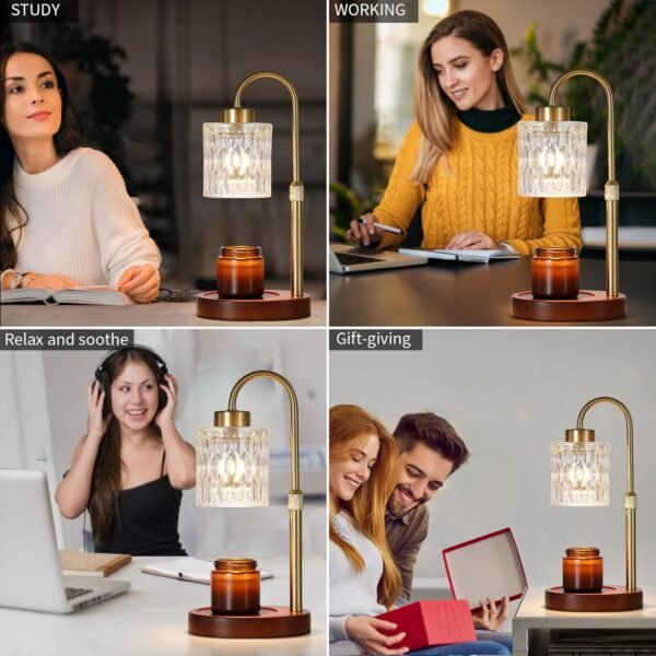 Candle Warmer Lamp with Dimmer and Timer,Home Decor Lamp for Scented Jar,Antique Brass Electric Wax Melt Warmer,Mother's Day\/Birthday\/Christmas Gifts for Mom\/Wife,Adjustable Height,with 2 Bulbs