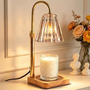 Marycele Candle Warmer Lamp with Timer & Dimmer - Mothers Day Gifts for Women Mom Her, Aesthetic Office Home Decor, Adjustable Height Wax Melter for Candle Jar & 3-Wick Candles (2 Bulbs Included)