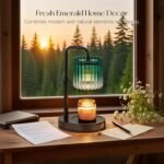 Candle Warmer Lamp with Timer: Emerald Green Candle Warming Lamp with 2 Bulbs Height Adjustable Wax Melt Dimmable Bedroom Decor for Women