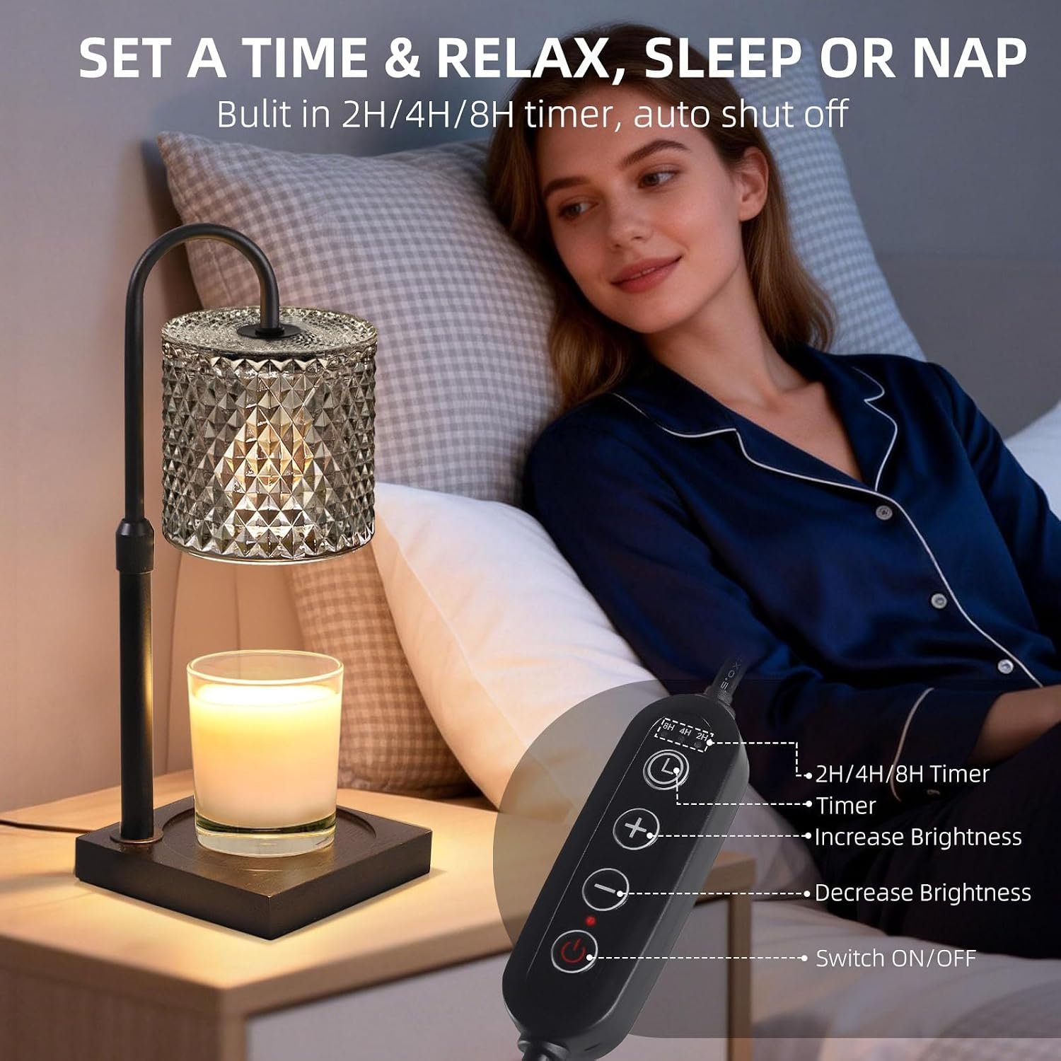 YAYIT Candle Warmer Lamp with Timer Dimmer Adjustable Height, Candle Warmer with 2 Bulbs for Jar Candles, Home Decor, for Women Birthday - Image 6