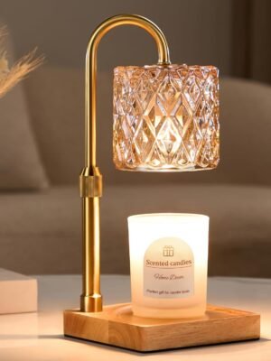 Candle Warmer Lamp with Timer -Dimmable Adjustable Height Wax Melt Warmer for Jar Candles,Vintage Home Decor with Elegant Amber Glass,Birthday Gifts for Women, Mom, Friend, Sister