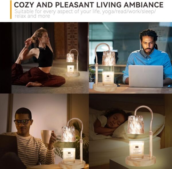 Candle Warmer Lamp with 3 Bulbs, Adjustable Height Dimmable Candle Warmer with Timer, Compatible with Large Jar Candles, Candle Lamp with Charming Gift Box for Her\/Him