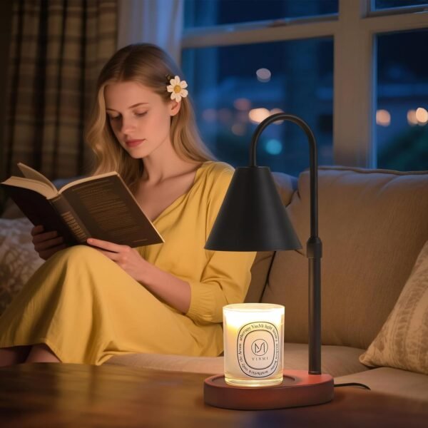 Black Candle Warmer Lamp with Timer and Dimmer,Mother's Day\/Birthday for Mom\/Wife,Electric Wax Melt Warmer,Home Decor,Scented Jar Lamp,Adjustable Height,with 2 Bulbs
