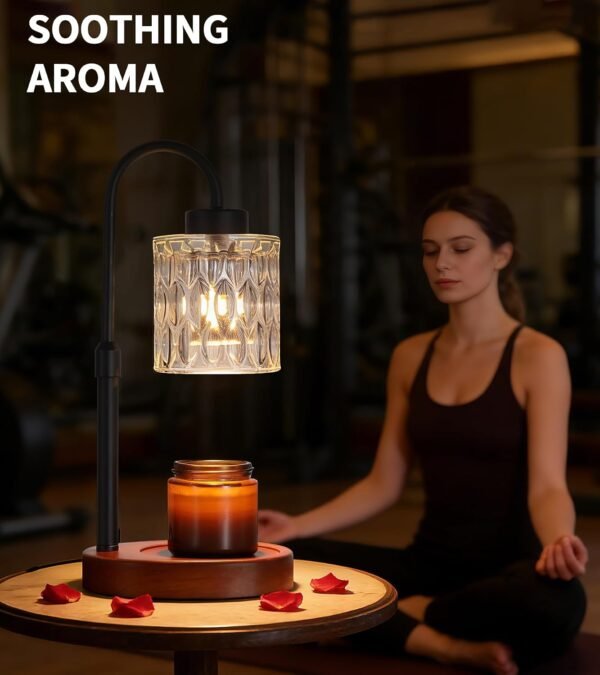 Black Candle Warmer Lamp with Dimmer and Timer,Home Decor Lamp for Scented Jar,Electric Wax Melt Warmer,Mother's Day\/Birthday\/Christmas Gifts for Mom\/Wife,Adjustable Height,with 2 Bulbs