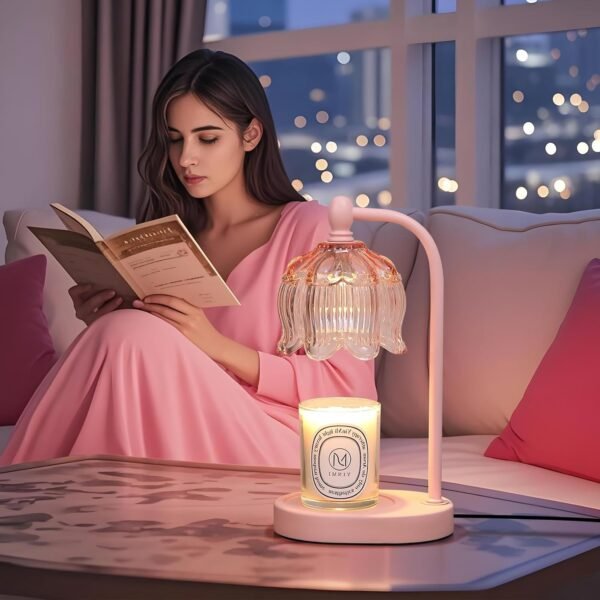 Pink Candle Warmer Lamp with Timer and Dimmer,Gifts for Mom\/Wife, Melt Wax Warmer Lamp with 2 Bulbs for Candle Jars House Warming New Home Decor