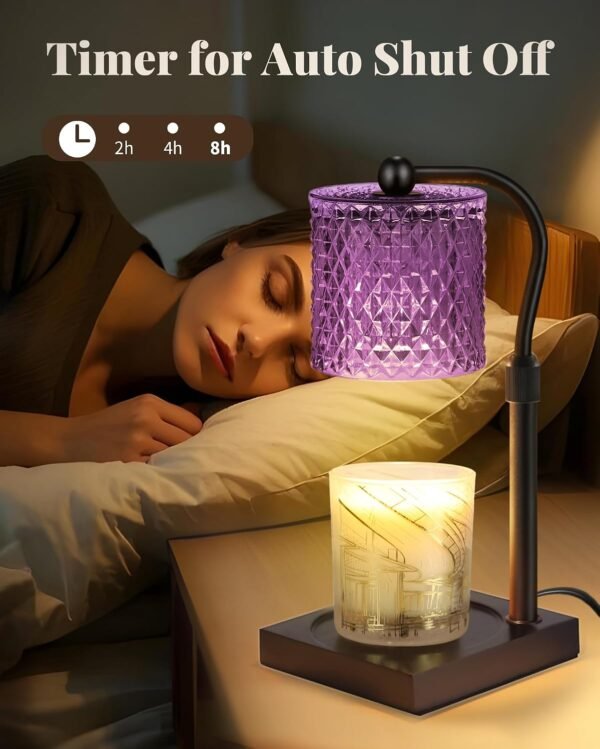 Candle Warmer Lamp with Timer Dimmer Adjustable Height, White Elephant Gifts for Women, House Warming New Home Decor Gifts for Mom, Electric Wax Warmer for Jar Candles, Purple