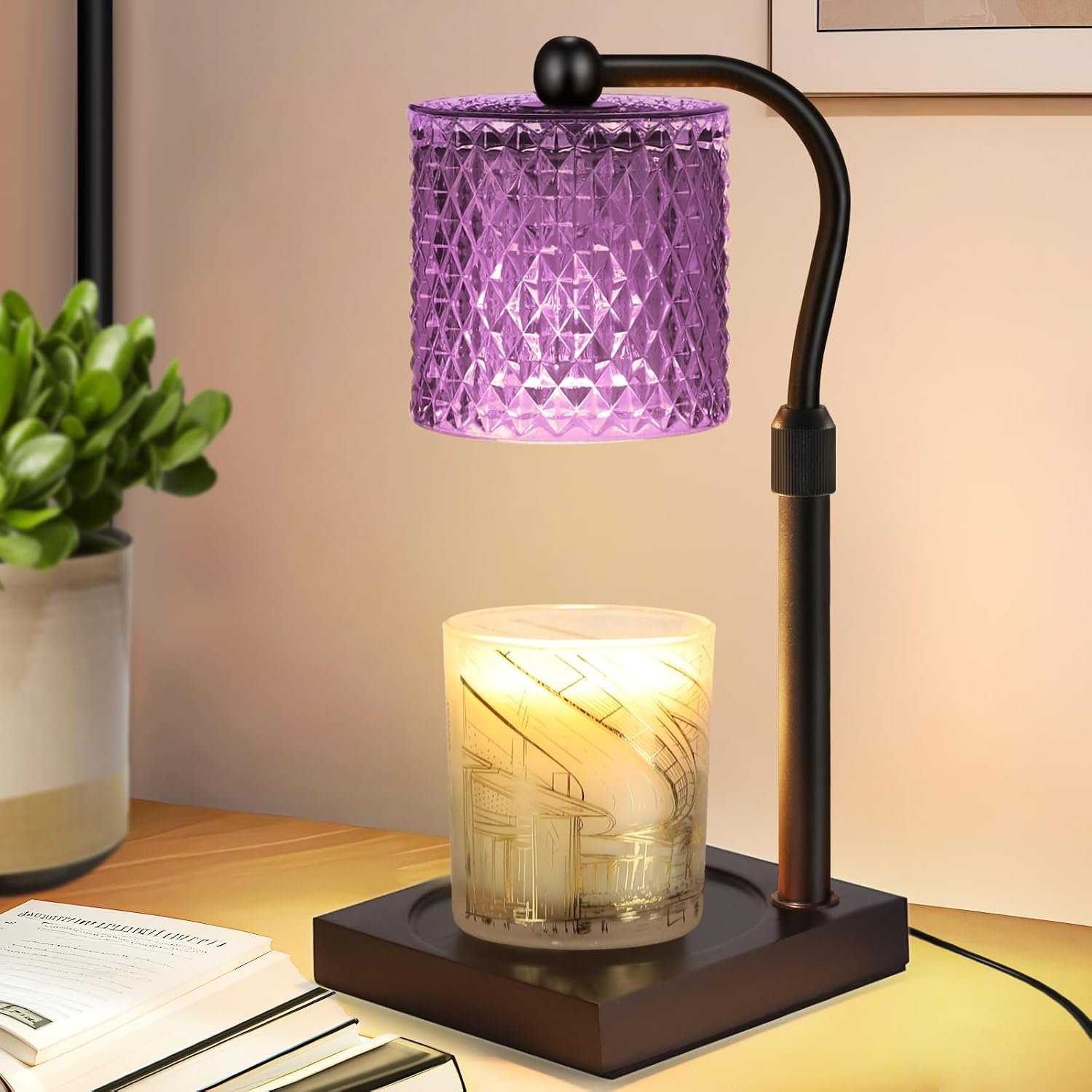 Linstaine Candle Warmer Lamp with Timer Dimmer Adjustable Height, White Elephant Gifts for Women, House Warming New Home Decor Gifts for Mom, Electric Wax Warmer for Jar Candles, Purple