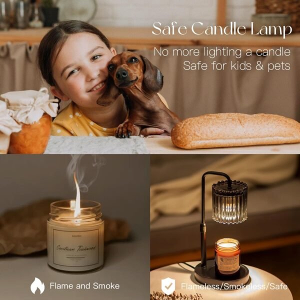 Candle Warmer Lamp with Timer: Black Candle Warming Lamp Height Adjustable Wax Melt Warmer Dimmable Modern Farmhouse New Home Bedroom Decor Mothers Day Housewarming Gift for Women