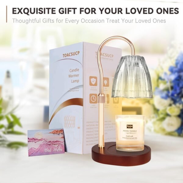 Candle Warmer Lamp with 3 Bulbs, Adjustable Height Dimmable Candle Warmer with Timer, Compatible with Large Jar Candles, Candle Lamp with Charming Gift Box for Her\/Him