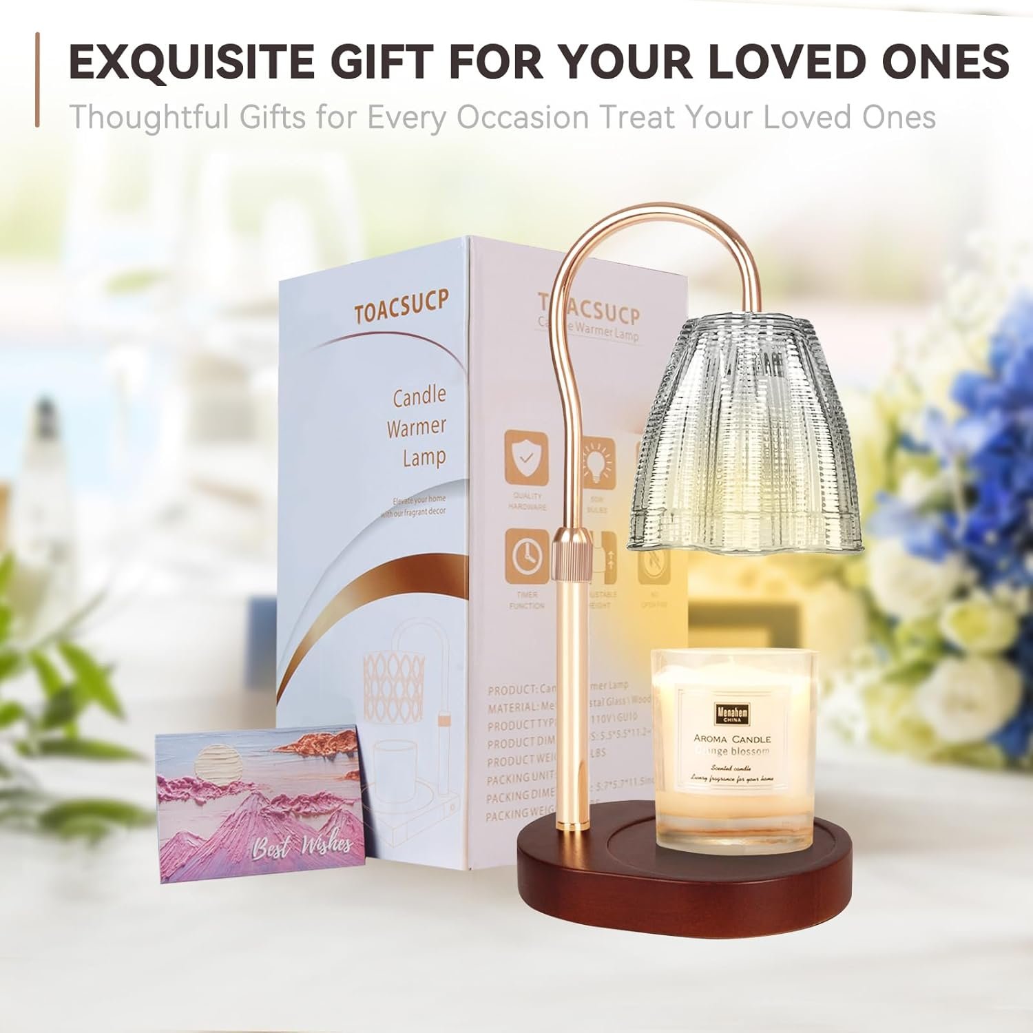 TOACSUCP Candle Warmer Lamp with 3 Bulbs, Adjustable Height Dimmable Candle Warmer with Timer, Compatible with Large Jar Candles, Candle Lamp with Charming Gift Box for Her\/Him - Image 7