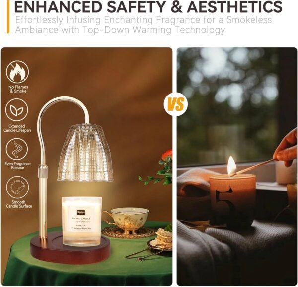 Candle Warmer Lamp with 3 Bulbs, Adjustable Height Dimmable Candle Warmer with Timer, Compatible with Large Jar Candles, Candle Lamp with Charming Gift Box Ribbon for Her\/Him
