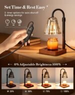 Black Candle Warmer Lamp with Timer Dimmer Adjustable Height, Birthday Gifts for Women Mom Sister Her, Office Room Home Decor, Vintage Wax Warmer House Warming Gifts