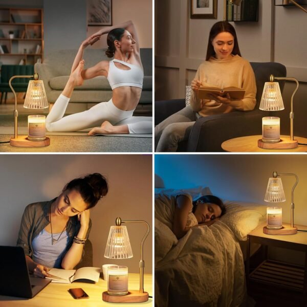 Candle Warmer Lamp - Candle Warmer Lamp with Timer and Dimmer Adjustable Height,Electric Wax Melt Warmer with 2 Bulbs for Scented Jar Candles Home Decor Mother's Day Gifts, Amber