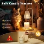 Candle Warmer Lamp, Candle Lamp Warmer with Timer,Wax Melt Warmer,Crystal Candle Heater Lamp for Scented Wax, Elegant Home Decor, Clear Glass