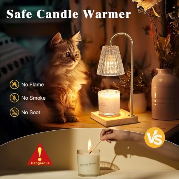 Candle Warmer Lamp, Candle Lamp Warmer with Timer,Wax Melt Warmer,Crystal Candle Heater Lamp for Scented Wax, Elegant Home Decor, Clear Glass
