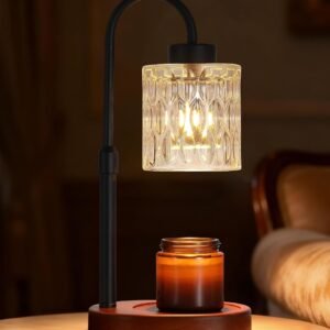 MEIXISUE Black Candle Warmer Lamp with Dimmer and Timer,Home Decor Lamp for Scented Jar,Electric Wax Melt Warmer,Mother's Day\/Birthday\/Christmas Gifts for Mom\/Wife,Adjustable Height,with 2 Bulbs