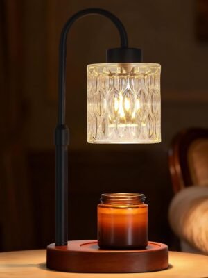 Black Candle Warmer Lamp with Dimmer and Timer,Home Decor Lamp for Scented Jar,Electric Wax Melt Warmer,Mother's Day\/Birthday\/Christmas Gifts for Mom\/Wife,Adjustable Height,with 2 Bulbs