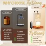 Candle Warmer Lamp, Candle Lamp Wax Warmer, Timer & Dimmer 7-Levels, Fits Cup Jar Candle, Top Melting, Crystal Heater Lamp for Scented Wax, Elegant Home Decor, Clear & Brown