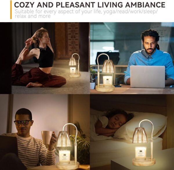 Candle Warmer Lamp with 3 Bulbs, Adjustable Height Dimmable Candle Warmer with Timer, Compatible with Large Jar Candles, Candle Lamp with Charming Gift Box Ribbon for Her\/Him