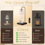 Hong-in Modern Gold Candle Warmer Lamp with Black Marble Base, Glass Shade Electric Candle Melter for Scented Candles, Stylish Home Kitchen Decor & Gift for Women