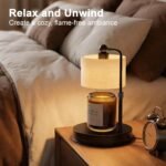 Candle Warmer lamp for 3 Wick Candles, Large Candle Warmer Lamp with Timer, Dimmable, Adjustable Height, Modern Farmhouse Linen Shade, Black Candle Warming Lamp, 2 Bulbs Included