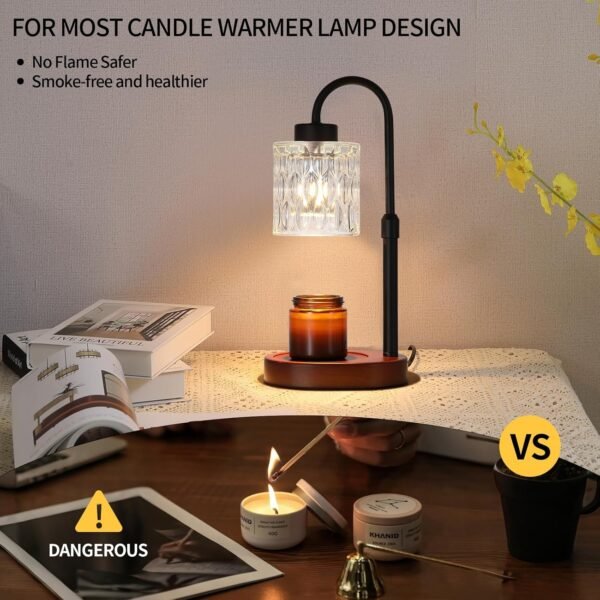 Black Candle Warmer Lamp with Dimmer and Timer,Home Decor Lamp for Scented Jar,Electric Wax Melt Warmer,Mother's Day\/Birthday\/Christmas Gifts for Mom\/Wife,Adjustable Height,with 2 Bulbs