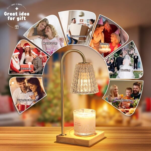 Candle Warmer Lamp, Candle Lamp Warmer with Timer,Wax Melt Warmer,Crystal Candle Heater Lamp for Scented Wax, Elegant Home Decor, Clear Glass