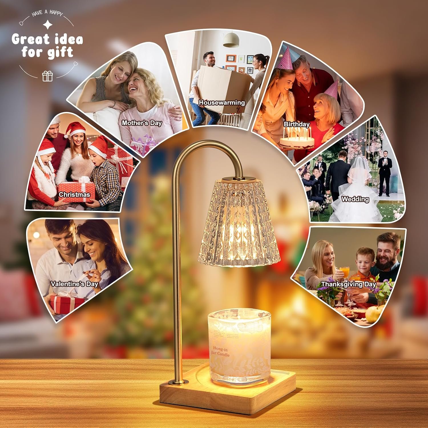 Hong-in Candle Warmer Lamp, Candle Lamp Warmer with Timer,Wax Melt Warmer,Crystal Candle Heater Lamp for Scented Wax, Elegant Home Decor, Clear Glass - Image 2