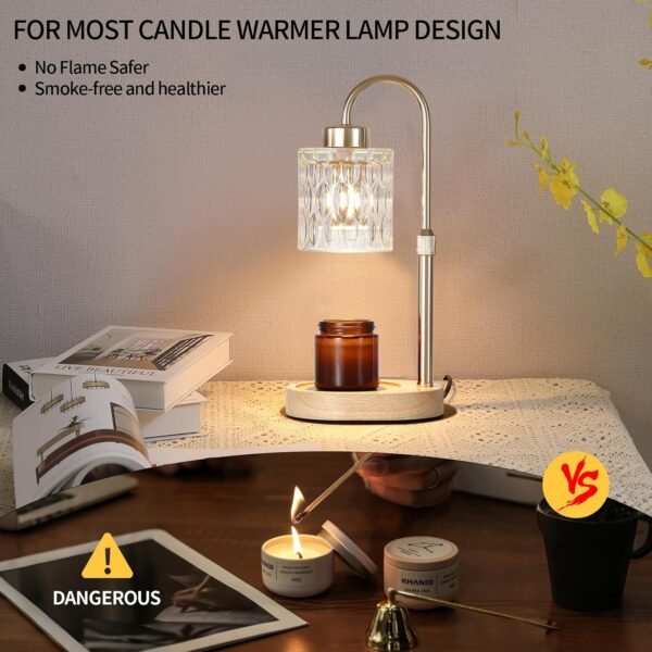 Gold Candle Warmer Lamp with Dimmer and Timer,Home Decor Lamp for Scented Jar,Electric Wax Melt Warmer,Mother's Day\/Birthday\/Christmas Gifts for Mom\/Wife,Adjustable Height,with 2 Bulbs