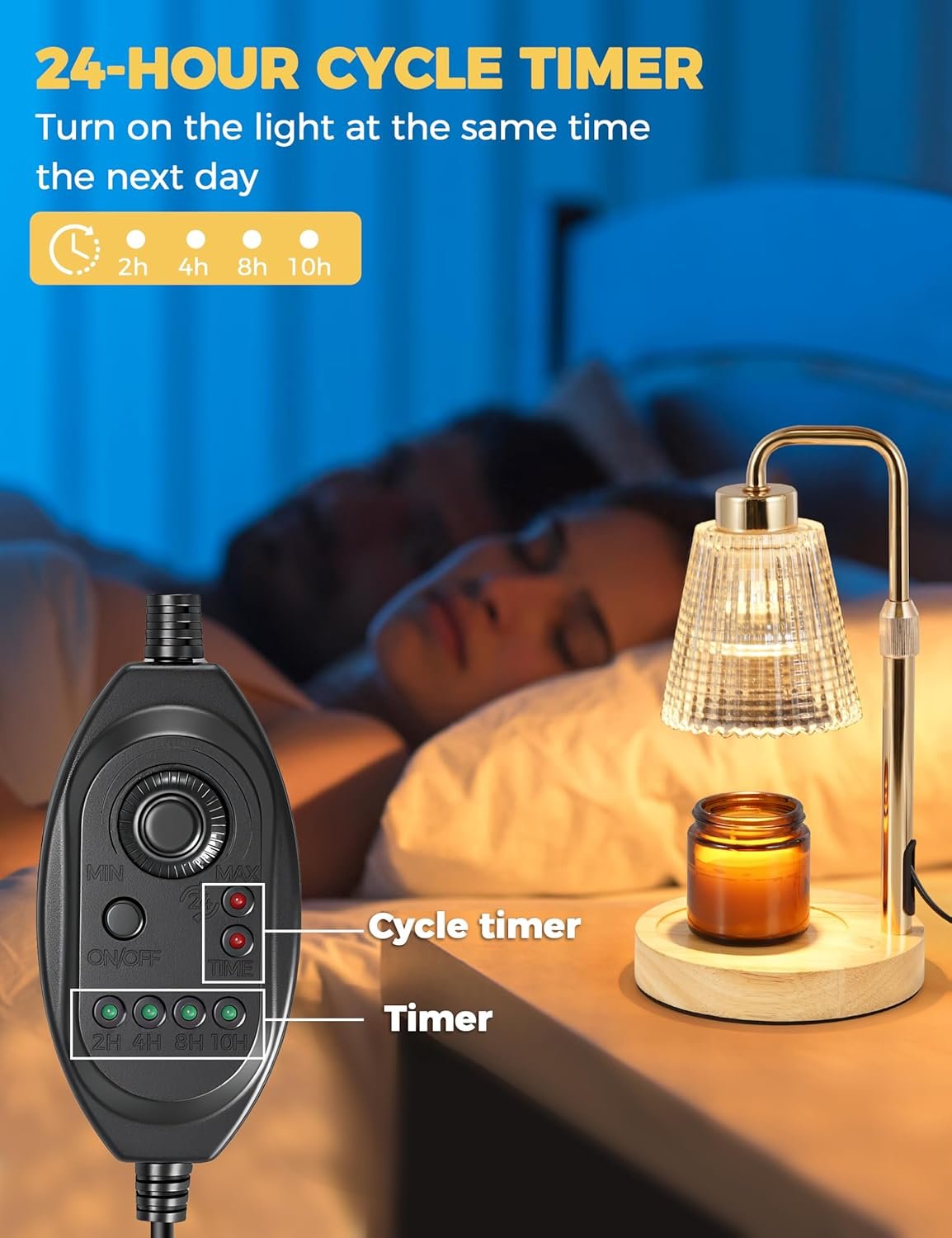 GODONLIF Candle Warmer Lamp with Cycle Timer, Birthday Gifts for Women Mom Her, House Warming Gifts New Home Room Decor, Wax Melt Warmer for Jar Candles with 2 Bulbs - Image 4