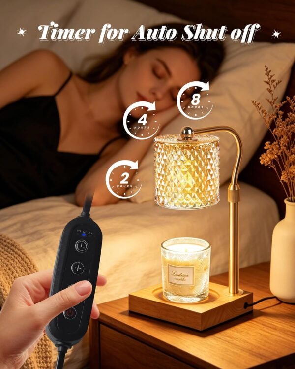 Candle Warmer Lamp with Timer Dimmer Adjustable Height, Mothers Day Gifts for Mom, Birthday Gifts for Women, House Warming New Home Decor, Electric Wax Warmer for Jar Candles, Gold