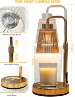 Gold Candle Warmer Lamp with Cycle Timer, Birthday Gifts for Women Mom Her, House Warming Gifts New Home Room Decor, Wax Melt Warmer for Jar Candles with 2 Bulbs