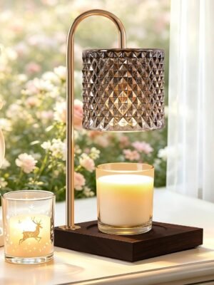 Candle Warmer Lamp with Timer Dimmer, Birthday Gifts for Women Mom, House Warming Gifts, Elegant New Home Decor, Wax Warmer for Jar Candles, Heater Lamp for Scented Wax, Black Glass